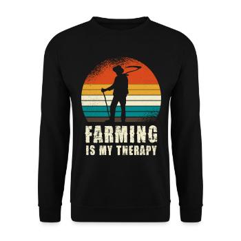 Farming Is My Therapy Retro Landwirt - Unisex Pullover - Schwarz - Vorne - Alina (178cm) & Michal (187cm)