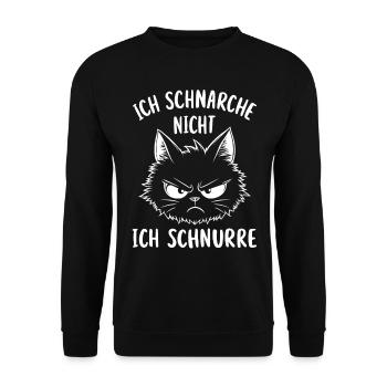 Sleep Shirt Pajamas Cat Kitten Snoring - Unisex Sweatshirt - black - Front - Alina (178cm) & Michal (187cm)