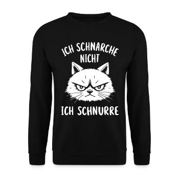 Sleep Shirt Pyjamas Cat Sleeping Snoring - Unisex Sweatshirt - black - Front - Alina (178cm) & Michal (187cm)