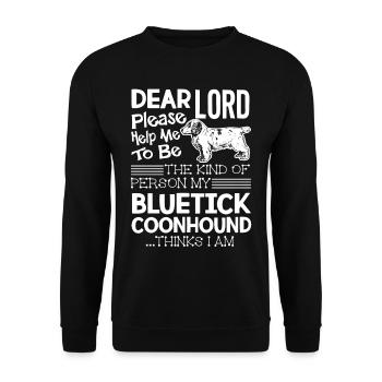 Bluetick Coonhound Please Help Me - Unisex Sweatshirt - black - Front - Alina (178cm) & Michal (187cm)