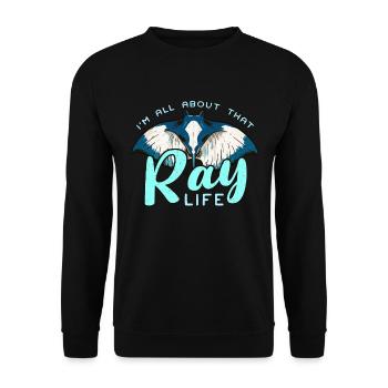 Manta Rays I'm All About That Ray Life Freediving - Unisex Pullover - Schwarz - Vorne - Alina (178cm) & Michal (187cm)