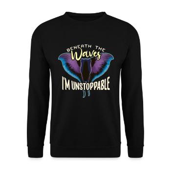 Manta Rays Beneath The Waves Scuba Diving Swimmer - Unisex Sweatshirt - black - Front - Alina (178cm) & Michal (187cm)