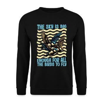 Bird Enthusiast The Sky Is Big Enough Ornithology - Unisex Pullover - Schwarz - Vorne - Alina (178cm) & Michal (187cm)