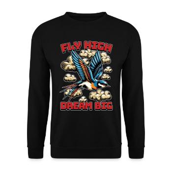 Passionné d’oiseaux Fly High Dream Grand Ornithologue - Sweat-shirt Unisexe - noir - Devant - Alina (178cm) & Michal (187cm)