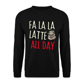 Fa la Latte toute la journée !, Café de Noël - Sweat-shirt Unisexe - noir - Devant - Alina (178cm) & Michal (187cm)