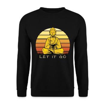 Buddha Meditating Let It Go Zen Art - Unisex Sweatshirt - black - Front - Alina (178cm) & Michal (187cm)