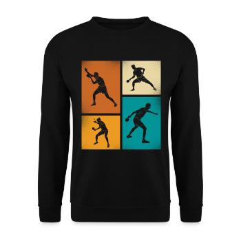 Silhouettes de tennis de table vintage dans un style rétro - Sweat-shirt Unisexe - noir - Devant - Alina (178cm) & Michal (187cm)