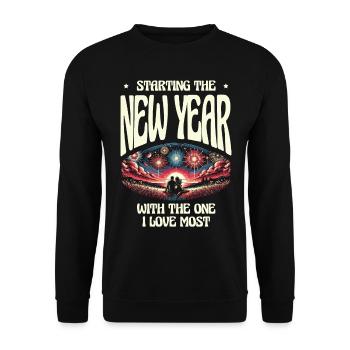 Start the new year with the most fun - Unisex Sweatshirt - black - Front - Alina (178cm) & Michal (187cm)
