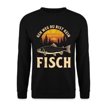 Angeln Angler Fischer Fischen Angel Spruch - Unisex Pullover - Schwarz - Vorne - Alina (178cm) & Michal (187cm)