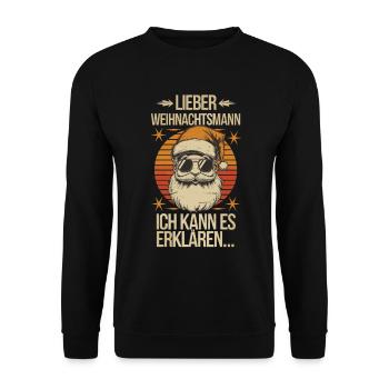 Lieber Weihnachtsmann, ich kann es erklären - Unisex Pullover - Schwarz - Vorne - Alina (178cm) & Michal (187cm)