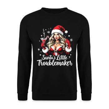 Santa's Little Troublemaker Christmas Hat - Unisex Sweatshirt - black - Front - Alina (178cm) & Michal (187cm)
