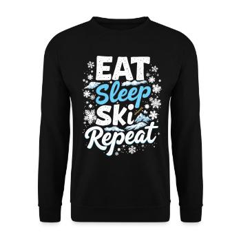 Eat Sleep Ski Repeat Ski Wintersport Skifahrer - Unisex Pullover - Schwarz - Vorne - Alina (178cm) & Michal (187cm)