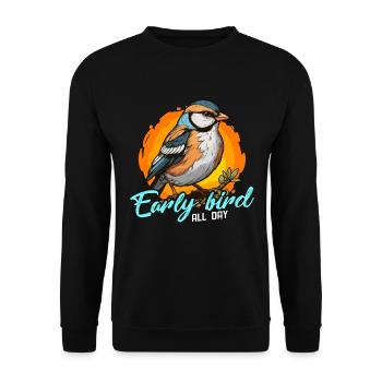Passionné d’oiseaux lève-tôt toute la journée Observation des oiseaux - Sweat-shirt Unisexe - noir - Devant - Alina (178cm) & Michal (187cm)