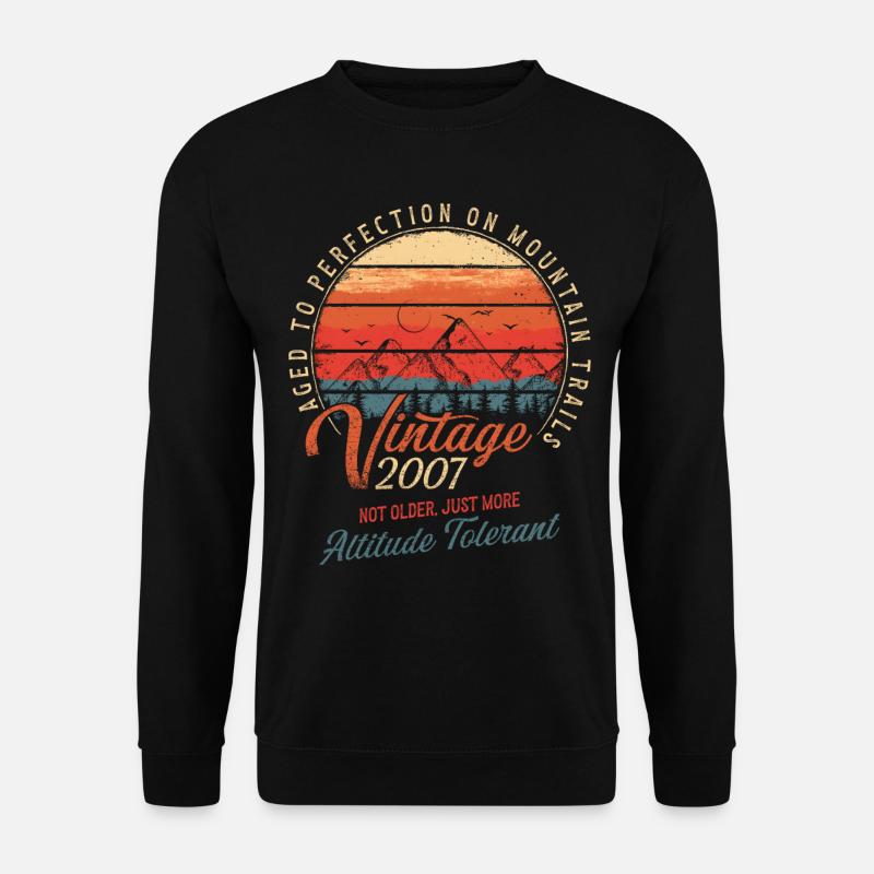 Vintage 2007 Birthday Hiking Mountains Gift - Unisex Sweatshirt - black