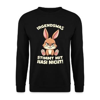 Irgendwas Stimmt Mit Hasi Nicht Böses Hasi - Unisex Pullover - Schwarz - Vorne - Alina (178cm) & Michal (187cm)