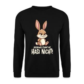Irgendwas Stimmt Mit Hasi Nicht Böses Hasi - Unisex Pullover - Schwarz - Vorne - Alina (178cm) & Michal (187cm)