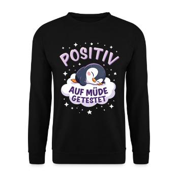 Testé positif pour la chemise de nuit fatiguée - Sweat-shirt Unisexe - noir - Devant - Alina (178cm) & Michal (187cm)