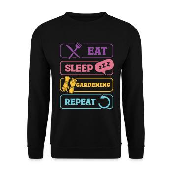 Eat Sleep Gardening Repeat Funnier - Unisex Sweatshirt - black - Front - Alina (178cm) & Michal (187cm)