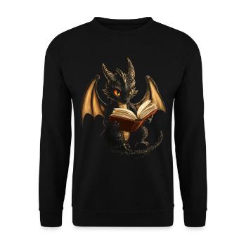 Schwarzer Drache – Mystik für Bücherliebhaber - Unisex Pullover - Schwarz - Vorne - Alina (178cm) & Michal (187cm)
