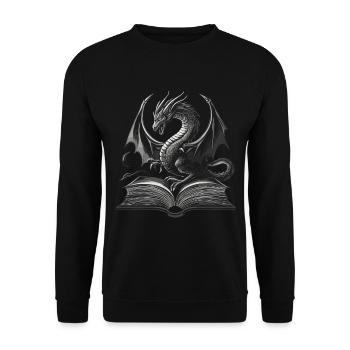 Schwarz-Weiß-Drache – Epische Fantasy für Leser - Unisex Pullover - Schwarz - Vorne - Alina (178cm) & Michal (187cm)