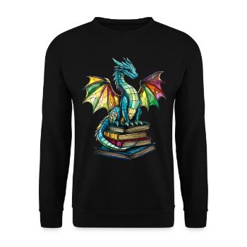 Stained Glass Dragon – Artful Design Fantasy Fans - Unisex Sweatshirt - black - Front - Alina (178cm) & Michal (187cm)