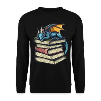 Blauer Drache schläft Magische Fantasie für Leser - Unisex Pullover - Schwarz - Vorne - Alina (178cm) & Michal (187cm)