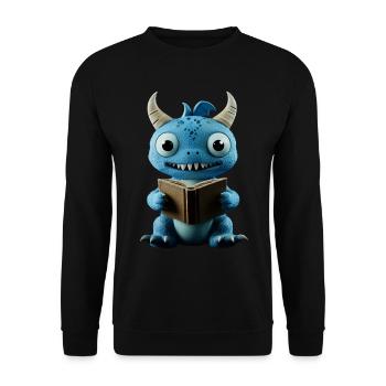 Lustiger blauer Drache Fantasie für Buchliebhaber - Unisex Pullover - Schwarz - Vorne - Alina (178cm) & Michal (187cm)