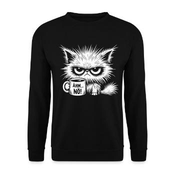 Ähm Nö, Sarkasmus & lustige Katze Tee Kaffee - Unisex Pullover - Schwarz - Vorne - Alina (178cm) & Michal (187cm)