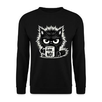 Ähm Nö, Sarkasmus & lustige Katze Tee Kaffee - Unisex Pullover - Schwarz - Vorne - Alina (178cm) & Michal (187cm)