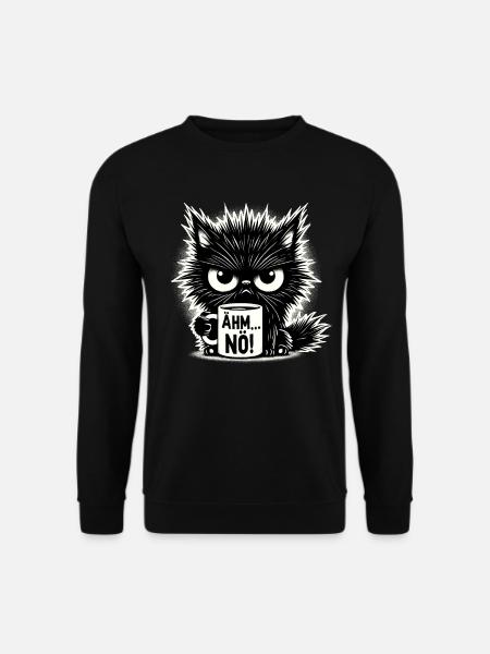 Ähm Nö, Sarkasmus & lustige Katze Tee Kaffee - Unisex Pullover - Schwarz