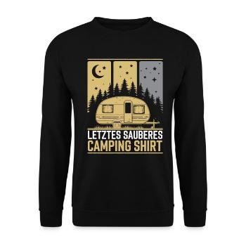 Letztes sauberes camping shirt - Unisex Pullover - Schwarz - Vorne - Alina (178cm) & Michal (187cm)