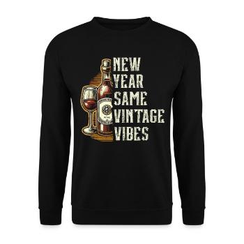 Nouvel An, même ambiance vintage, amateurs de vin - Sweat-shirt Unisexe - noir - Devant - Alina (178cm) & Michal (187cm)