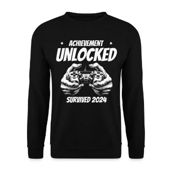 Achievement Unlocked Survives 2024 New Year's Humor - Unisex Sweatshirt - black - Front - Alina (178cm) & Michal (187cm)