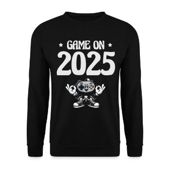 Game On 2025, gaming enthusiasm, New Year's spirit - Unisex Sweatshirt - black - Front - Alina (178cm) & Michal (187cm)