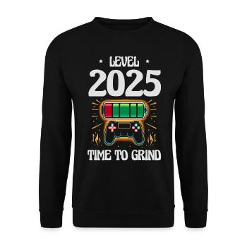 Niveau 2025 Temps de mouture, Objectifs de jeu, Jour de l’An - Sweat-shirt Unisexe - noir - Devant - Alina (178cm) & Michal (187cm)