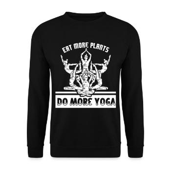 Yoga Eat More Plants Do More Yoga - Unisex Sweatshirt - black - Front - Alina (178cm) & Michal (187cm)