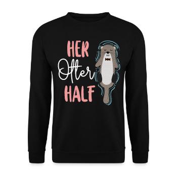 Couple Loutre Jeu de mots Saint-Valentin - Sweat-shirt Unisexe - noir - Devant - Alina (178cm) & Michal (187cm)