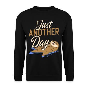 Otter Pun Just Anotter Day - Unisex Sweatshirt - black - Front - Alina (178cm) & Michal (187cm)