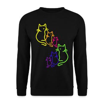 Regenbogen Katzen Katze 80er 90er Vintage Kätzchen - Unisex Pullover - Schwarz - Vorne - Alina (178cm) & Michal (187cm)