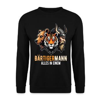 Bearded Man Bear Tiger Man Viking - Unisex Sweatshirt - black - Front - Alina (178cm) & Michal (187cm)