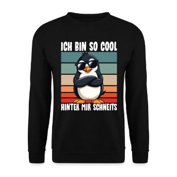 I'm So Cool Behind Me Snowy Penguin - Unisex Sweatshirt - black - Front - Alina (178cm) & Michal (187cm)