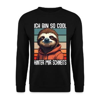 I'm So Cool Behind Me Snow Sloth - Unisex Sweatshirt - black - Front - Alina (178cm) & Michal (187cm)