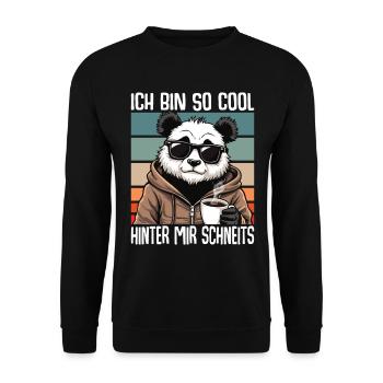 I'm So Cool Behind Me Snowy Panda - Unisex Sweatshirt - black - Front - Alina (178cm) & Michal (187cm)