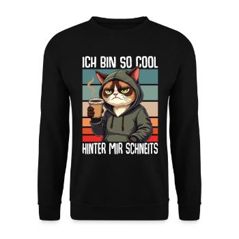 I'm So Cool Behind Me Snowy Cat - Unisex Sweatshirt - black - Front - Alina (178cm) & Michal (187cm)