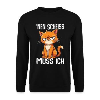 I have to give a shit cat - Unisex Sweatshirt - black - Front - Alina (178cm) & Michal (187cm)