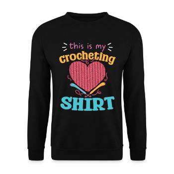 C’est mon cœur préféré à motif de chemise au crochet - Sweat-shirt Unisexe - noir - Devant - Alina (178cm) & Michal (187cm)