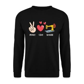 Peace Love Sewing Graphic for Sewing Enthusiasts - Unisex Sweatshirt - black - Front - Alina (178cm) & Michal (187cm)