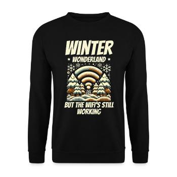 Winter wonderland, but wifi works, winter - Unisex Sweatshirt - black - Front - Alina (178cm) & Michal (187cm)