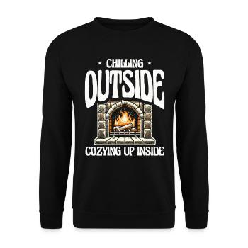 Chilling outside, cosy inside, wintry - Unisex Sweatshirt - black - Front - Alina (178cm) & Michal (187cm)