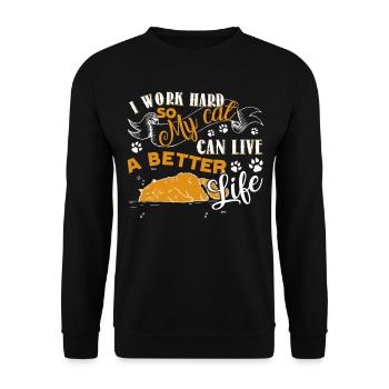 Cat Lover Give Better Life To My Cat - Unisex Sweatshirt - black - Front - Alina (178cm) & Michal (187cm)